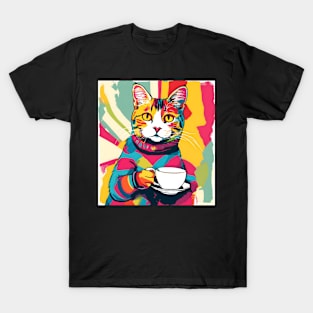 Cat Drinking Tea T-Shirt